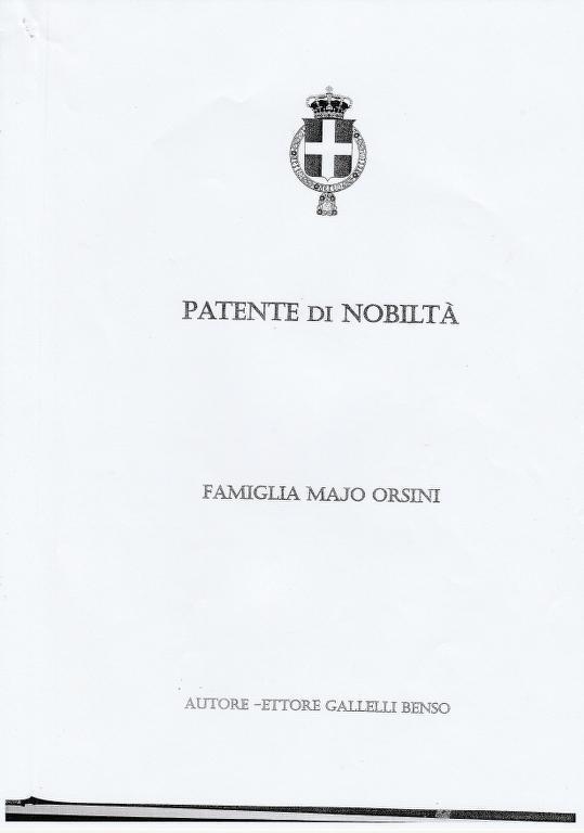 Patente di Nobiltà - Majo Orsini